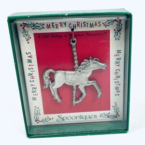 Vintage Spoontiques Pewter Christmas Ornament - Old Store Stock - Horse Ornament